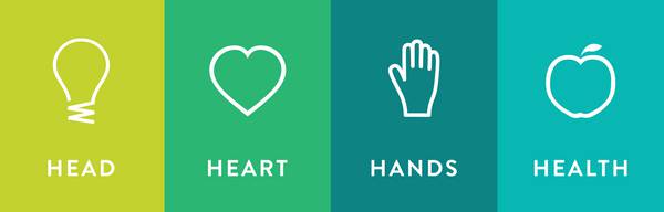 Heads-Hearts-Hands-Health with icons